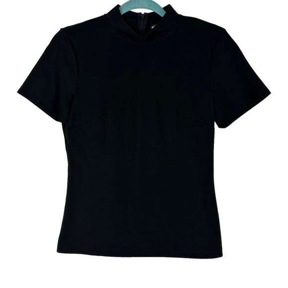 ALEXIS Sz M Women's Black Bissette Short Sleeve Mock Neck Top - Picture 3 of 13